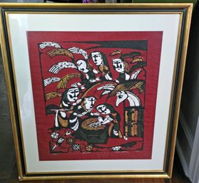 Sadao Watanabe Framed Ink & Colors Artwork On Momigami Paper