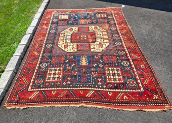 Antique Handmade Caucasian Karachov Kazak Rug