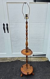 Antique Wooden Spool Floor Lamp