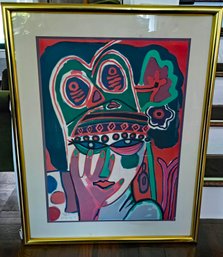 Corneille Framed Abstract 1982 Print - Portrait I