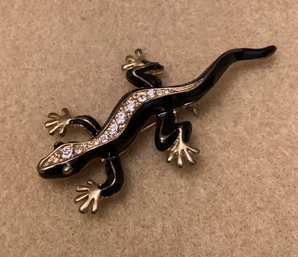 Rhinestone Gecko Brooch