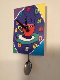 Kitschy Coffee Clock With Spoon