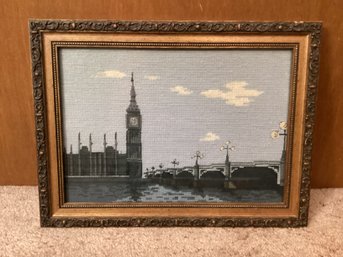 Vintage Big Ben Framed Needlework