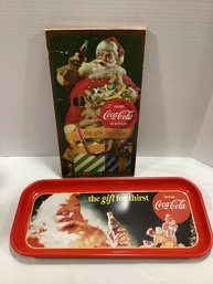 Coca Cola Metal Tray & Wood Wall Sign