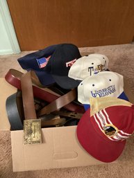 Box Of Vintage Belts & Hats