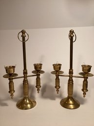 Pair Of Lacquered Brass Candleabras