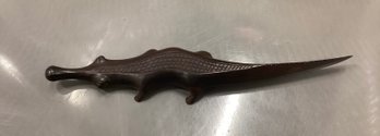 Hand Carved Wood Crocodile Letter Opener