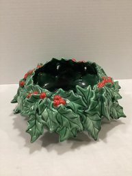 Vintage Ceramic Holly Leaf Bowl