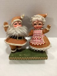 Large Flocked Vintage Mr. & Mrs. Claus