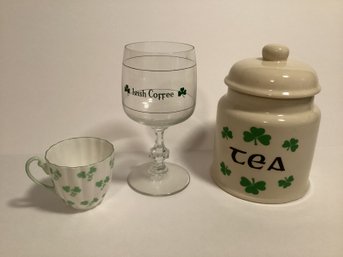 Shelley England Shamrock Tea Cup & Saucer, Liffey Canister