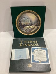 Thomas Kinkade Bradford Exchange Limited Edition A Holiday Gathering Boxed Plate