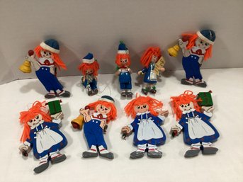 Vintage Raggedy Ann & Andy Wooden Ornaments