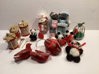 Vintage Ornaments Incl. Flocked, Japan, Strawberry Shortcake