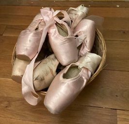 Basket Of Vintage Ballet Shoes