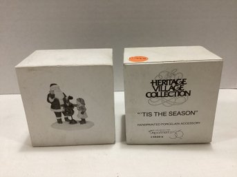 Pair Of Department 56 Heritage Village Collection Tis The Season Figures