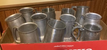 Box Of Glass Bottom Metal Beer Mugs