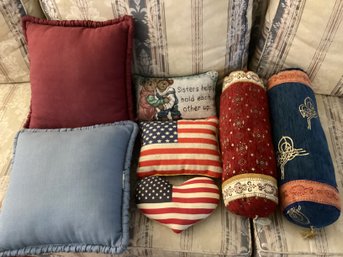 Throw Pillows Incl. Needlework Flag