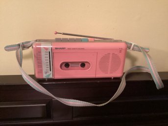 1980s Sharp Pink Radio Cassette Recorder