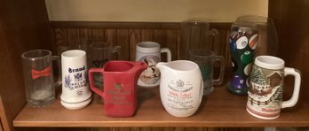 Contents Of Shelf Incl. Bar Pitchers, Steins