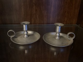 Pair Of Steiff Pewter Candlesticks