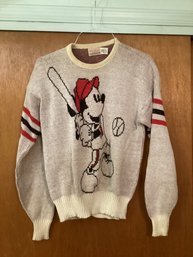 Cliff Engle Walt Disney Baseball Mickey Mouse Sweater