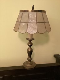 Vintage Capiz Shell Lampshade On Brass Lamp