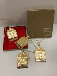 1990s Gloria Duchin Gold Tone House Ornaments