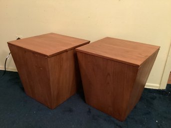 Pair Of Wood Storage Boxes/accent Tables