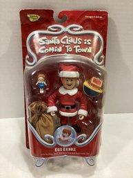 Santa Claus Is Coming To Town Kris Kringle Figure On The Card