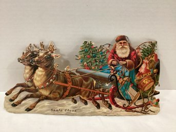 1985 Die Cut Victorian Santa With Sleigh