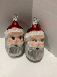 Pair Of Santa Face Ornaments