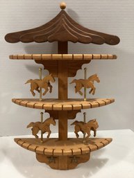 Wooden Carousel Horse Display Shelf