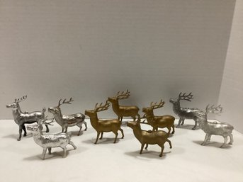 Vintage Gold & Silver Plastic Reindeer