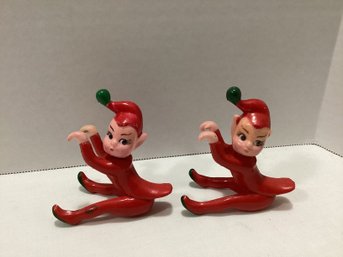 Pair Of Vintage Rubber Pixie Elves