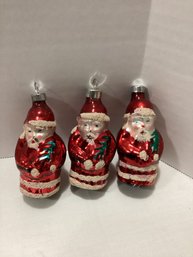 Set Of Three Santa Figural Ornaments