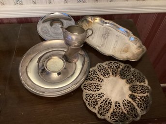 FB Rogers Silver Co Tray & Other Metal Serving Ware