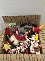 Box Of Vintage Christmas For Crafting Or Repair