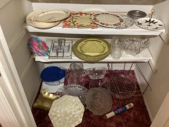 Contents Of Shelves Berman Ind. Cabbage Bowl, Party Ware, Platters