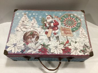 Decorative Christmas Box With Handle & Hinges