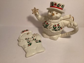 Formalities By Baum Bros Snowman Tea Pot & Matching Snowman