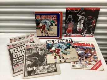 Sports & Ephemera Lot Incl. 1972 NFL Action Stamp Albums