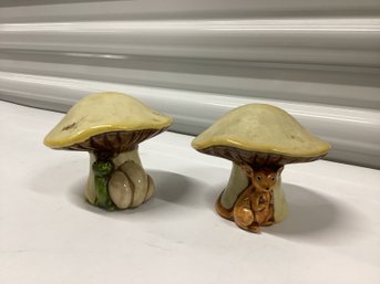 Pair Of Vintage Made In Japan Mushroom Figures