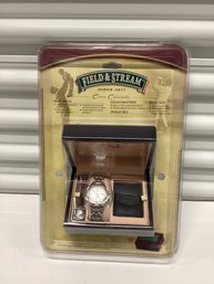 NIP Field & Stream Watch, Knife & Money Clip In Jewelry Box