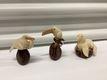 Carved Tagua Nut Vegetable Ivory Animals