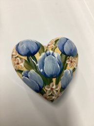 Lesal Home Hand Crafted Heart Trinket Dish In Tulip Motif