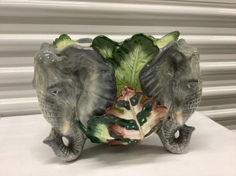 Signed Fitz & Floyd Elephant Planter