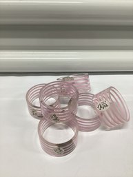 Set Of 6 Vintage Vera Wang Pink Striped Napkin Rings