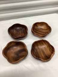 Set Of Four Dolphin Genuine Monkey Pod Bowls