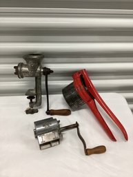 Rival Pea Huller, Keystone No. 5 Grinder & Vintage Ricer