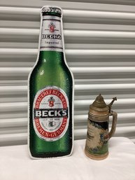 Vintage Stein & Metal Becks Beer Sign